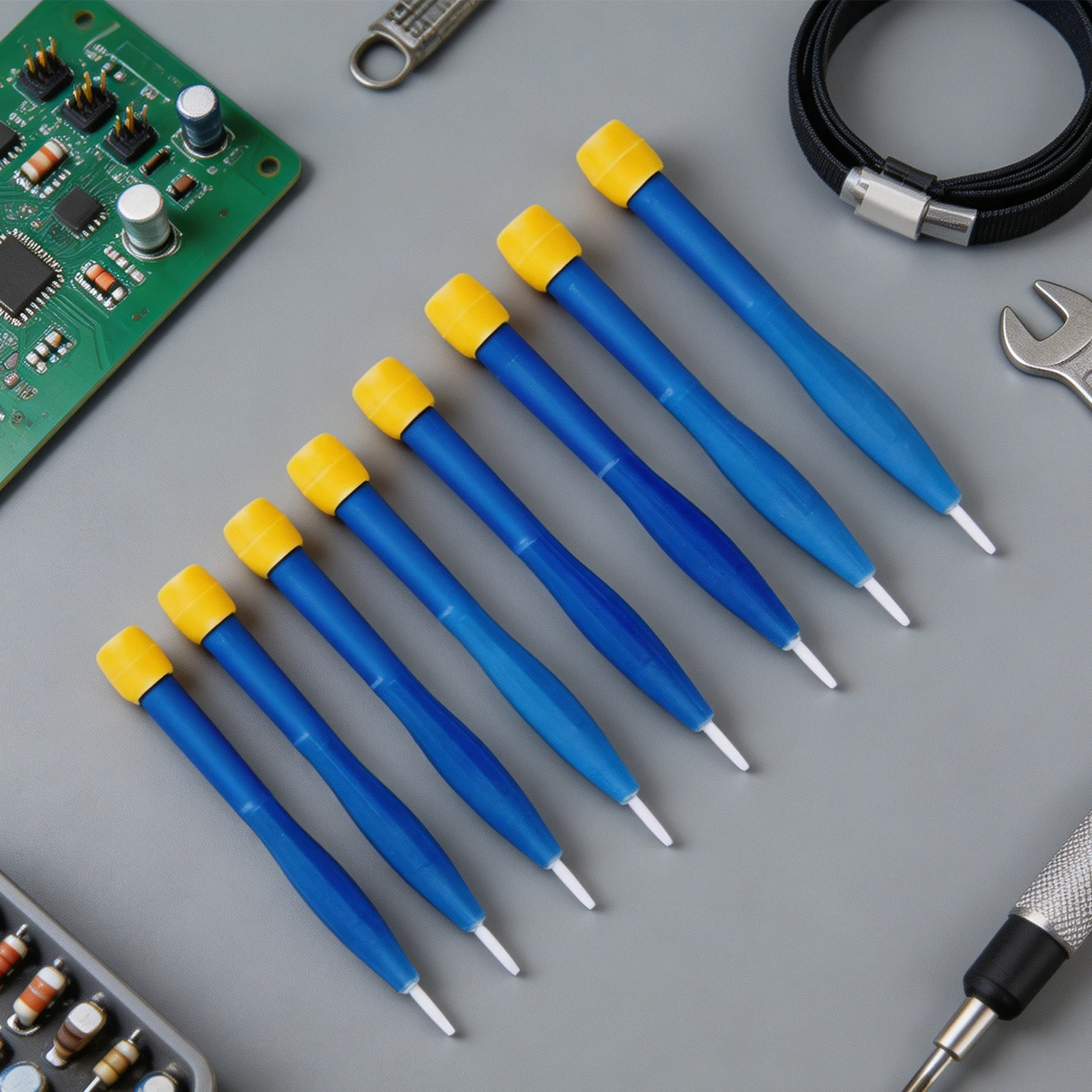 8pcs Blue Plastic Ceramic Anti-static Screwdriver Set For High Frequency Circuit Inductor Capacitor Resistor Adjustment Tool