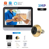 Gold Color Tuya Smart 2.4G WIFI Peephloe Door Camera 3MP One Way Audio Video Door Eye Camera Works With Alexa For Home
