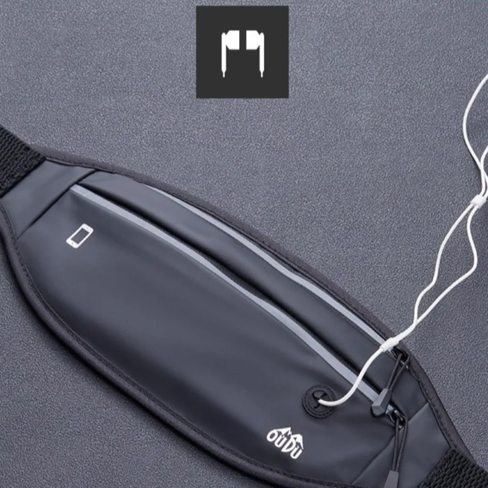 

Waterproof Men Waist Pack Large Capacity with Headphone Jack Hiking Running Bag Phone Pouch PU Camping Belt Bag Outdoor Sports