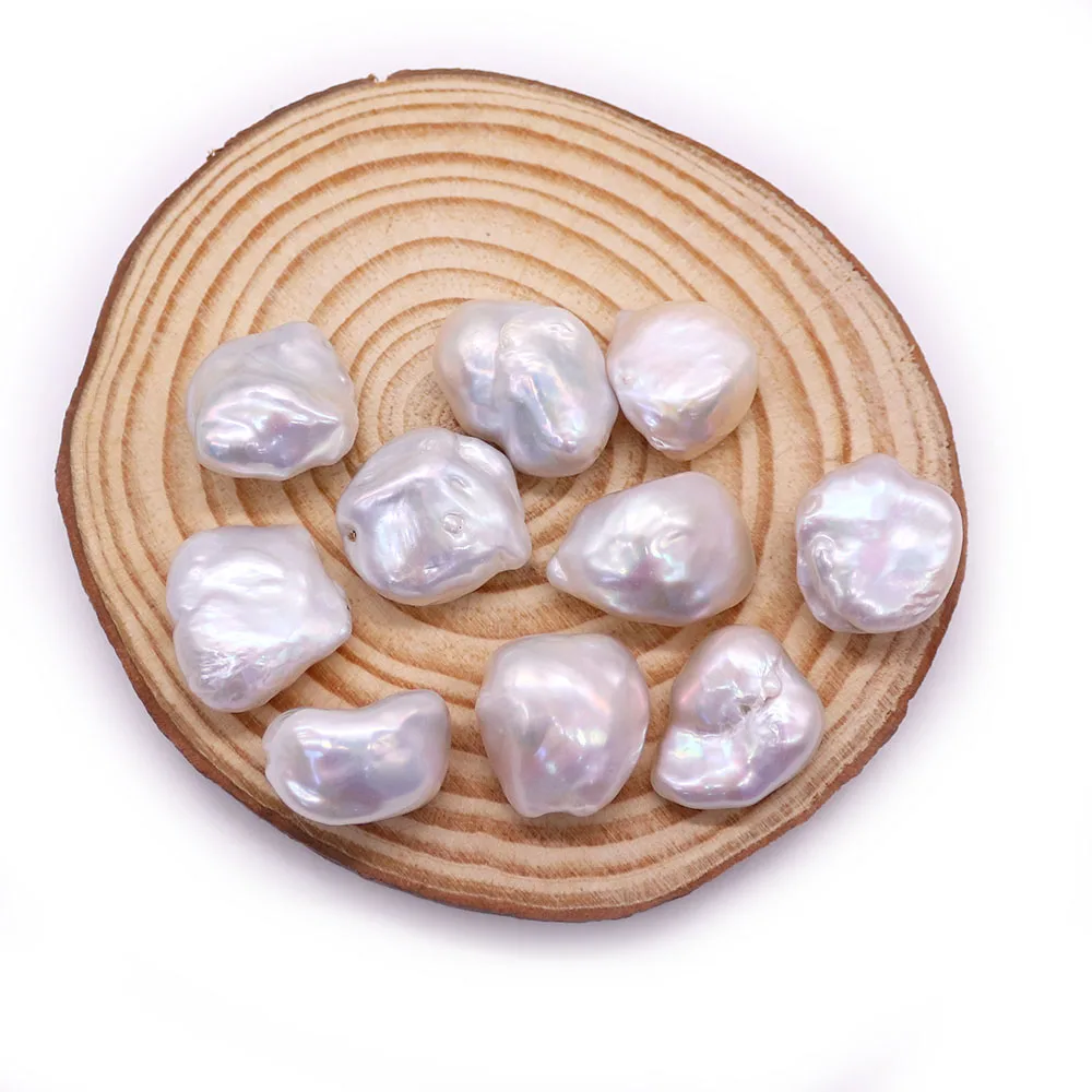 

16x20mm Baroque Pearl Hole-Free Beads Irregular White Natural Freshwater Pearl DIY Unique Jewelry Accessories Material 1pc/pack