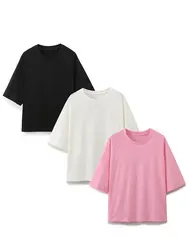HH Women Short Sleeve T-Shirts O Neck Loose Casual Top Simple Basic 2024 Summer New Woman Chic Tops Solid T Shirt