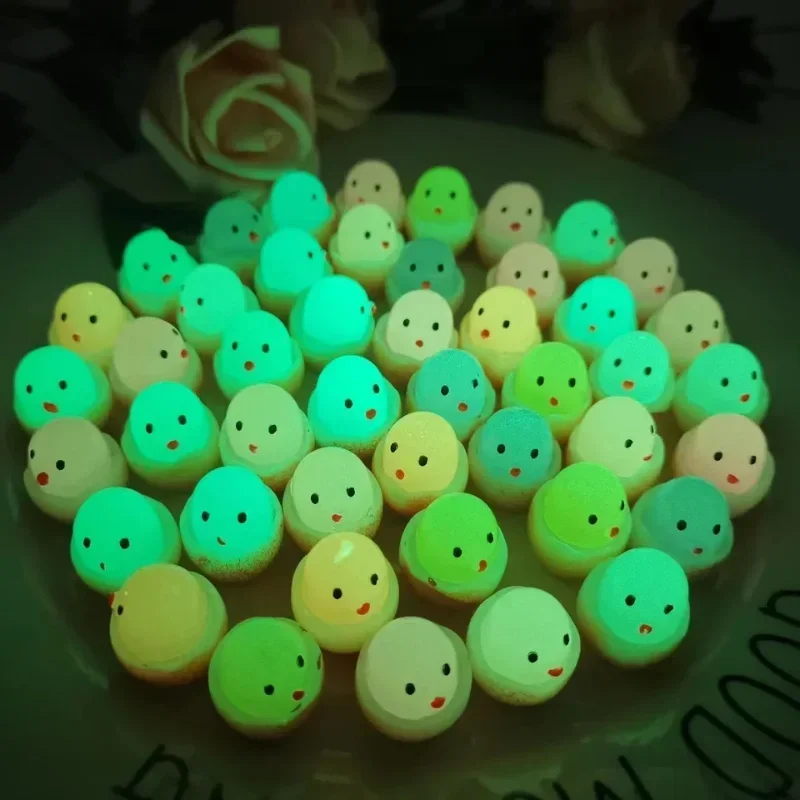 20PCS Luminous Chick Eggs Micro Landscape Ornament Birth Egg Glow in Dark Fairy Garden Miniature Flower Potted Mini Figurines