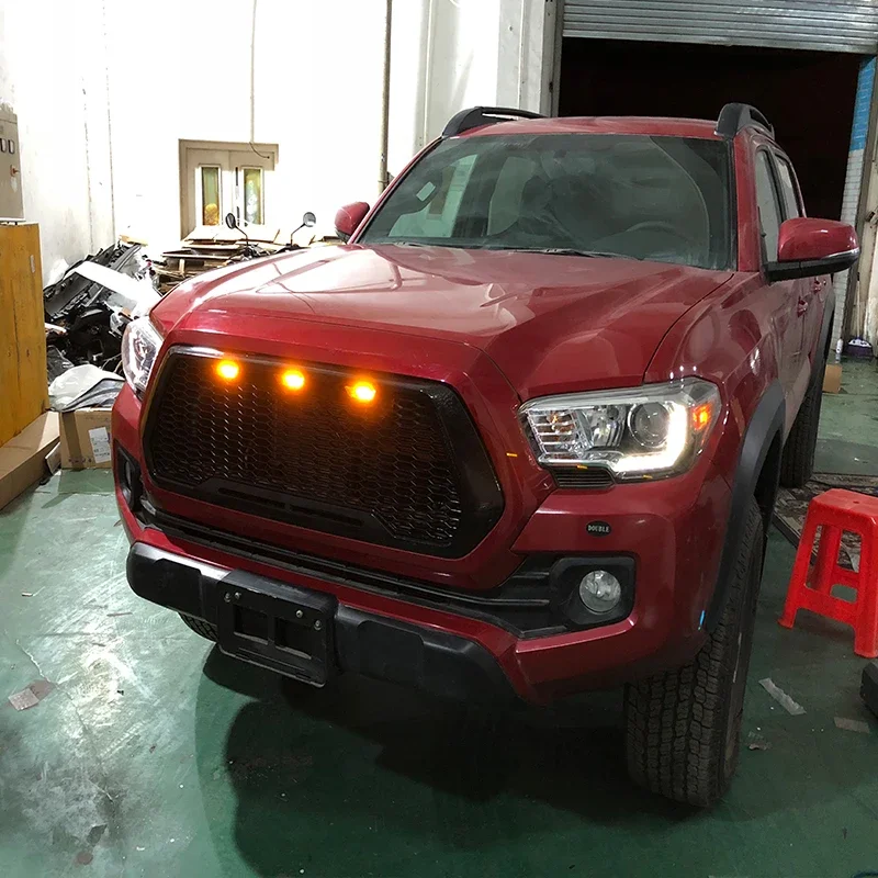 Front Grill Matte Black With Lights Grille Fit For Toyota Tacoma 2016-2023