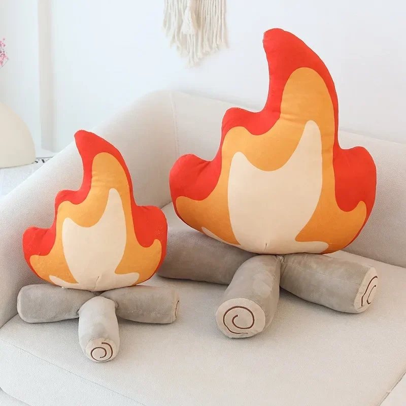 45cm Large Imitation Fire Soft Plush Pillow Fun Home Decoration Bonfire Mat Creative Soft Doll Bonfire Filling Toy New Cushion