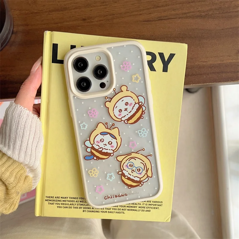 

Korea's cute polka dot Bee Phone case for iPhone 16 15 14 13 Pro Max cartoon flower Kawaii shockproof cover For Apple 15Pro Capa