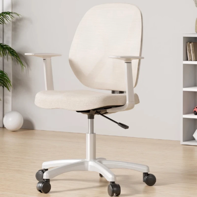 

White Wheels Office Chair Armrests Spinning Living Room Home Office Chair Swivel Study Sillas De Oficina Furniture Accessories