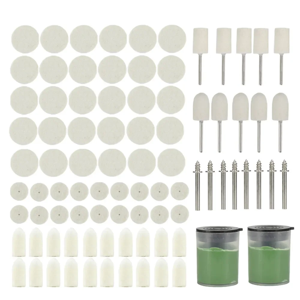 3,175 mm Schaft Drehwerkzeug-Zubehör-Set 90 Stück 13/25 mm Wollfilz-Polierscheibe für Dremel-Werkzeuge