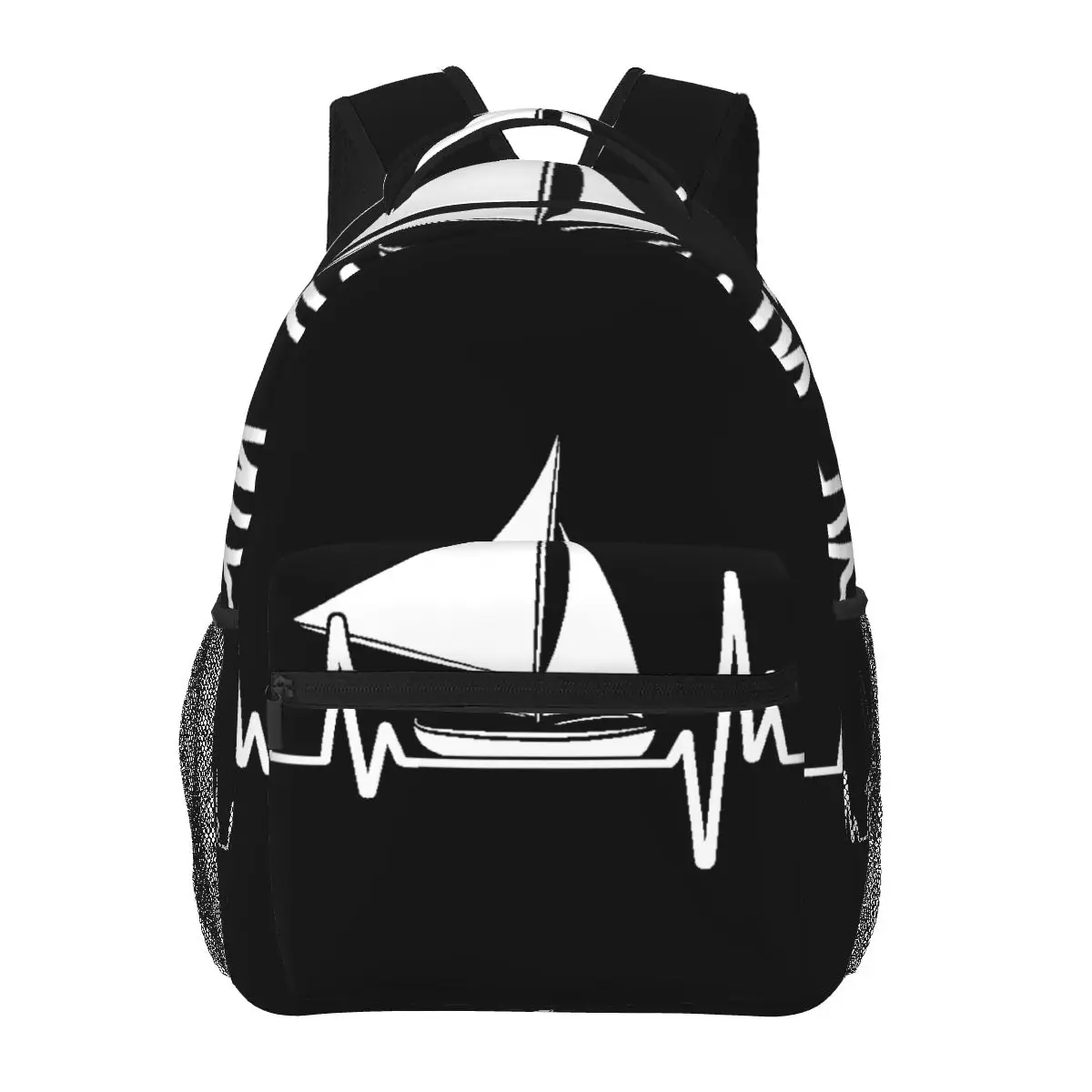 Heartbeat Sailing Sailboat Casual Backpack Unisex Students Leisure Travel Computer Backpack