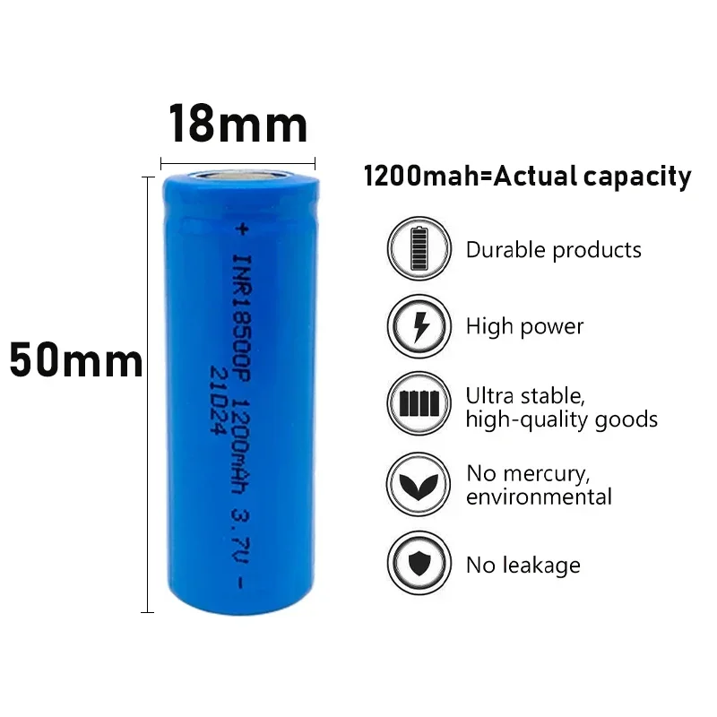 NEW 18500 Battery 3.7V 1200mAh Rechargeable Lithium-ion Battery, 3.7V Special Lithium-ion Battery for Strong Light Flashlights