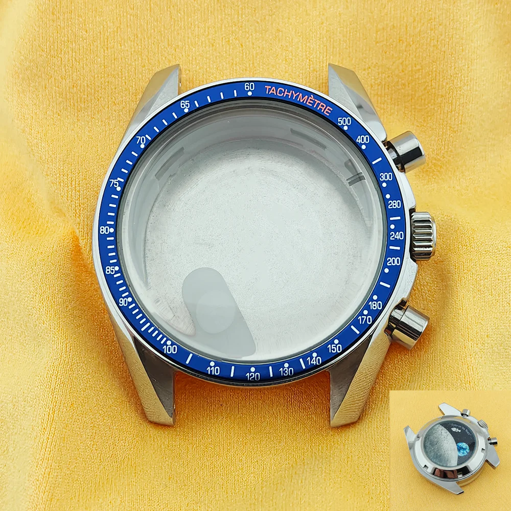 VK63 Case Moon Case Watch 39.7MM Metal Case Moon Pattern Back VK63 Chronograph Case Fits For Speed Master VK63 Case VK64 Case image 3