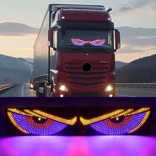 Luz LED Universal dinámica de ojos de diablo, Lámpara decorativa para camión, pantalla de parabrisas Flexible USB para coche, SUV, autobús, luz de señal automática
