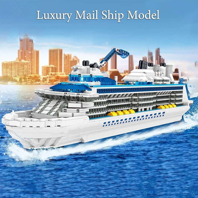 2428pcs Luxury Sea Cruise Liner Model Building Blocks Ocean Liner Toy Boys DIY Big Ship White Boat Bricks for boys Gift Display