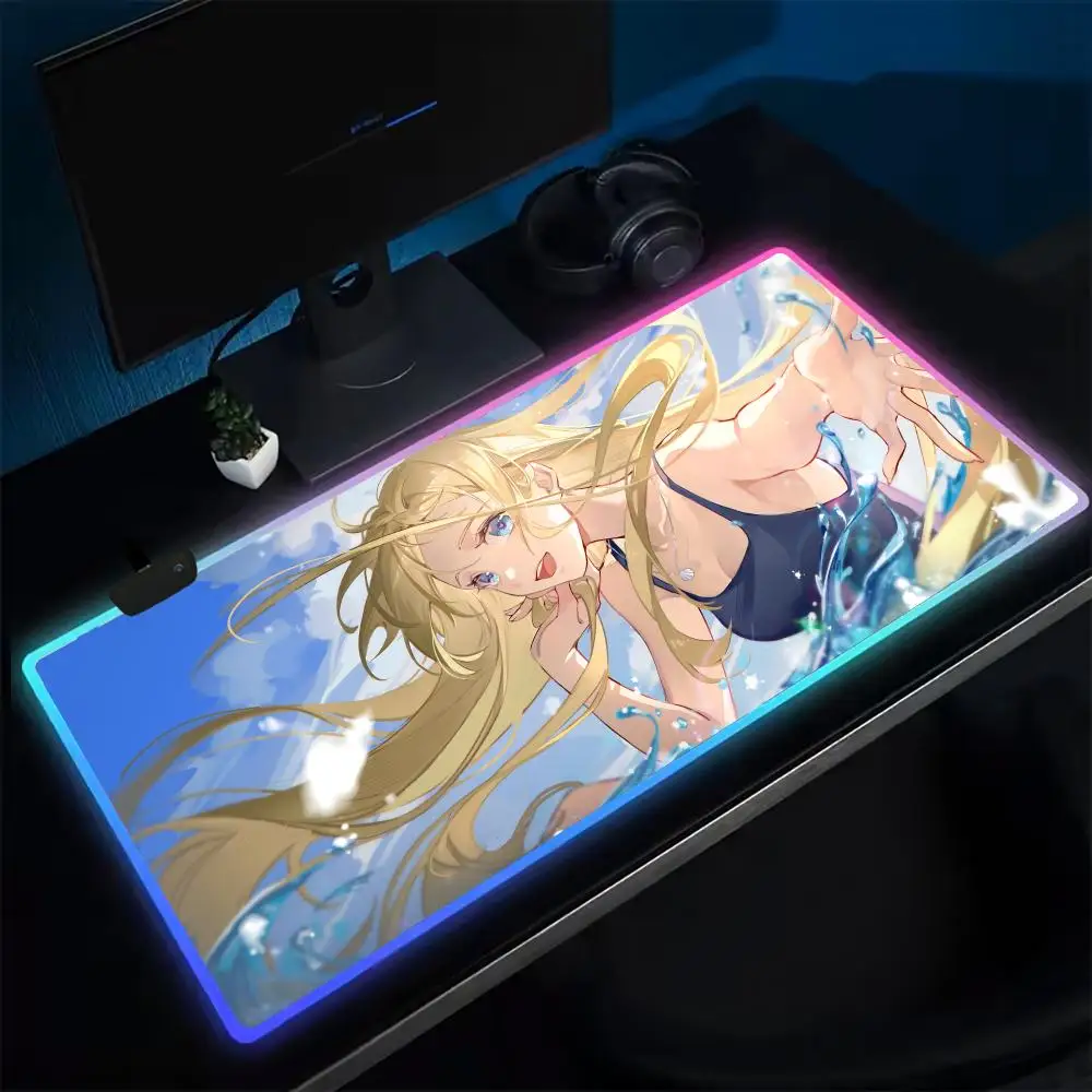 

Коврик для мыши Super Summer Time Rendering, игровой коврик для мыши в стиле аниме, светодиодные настольные коврики с подсветкой, резиновые настольные коврики XXL RGB