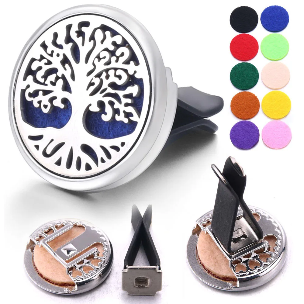 

Refillable Car Air Freshener Smell Perfume Diffuser Clip Auto Vent Essential Oil Stainless Steel Locket Interior Accessories