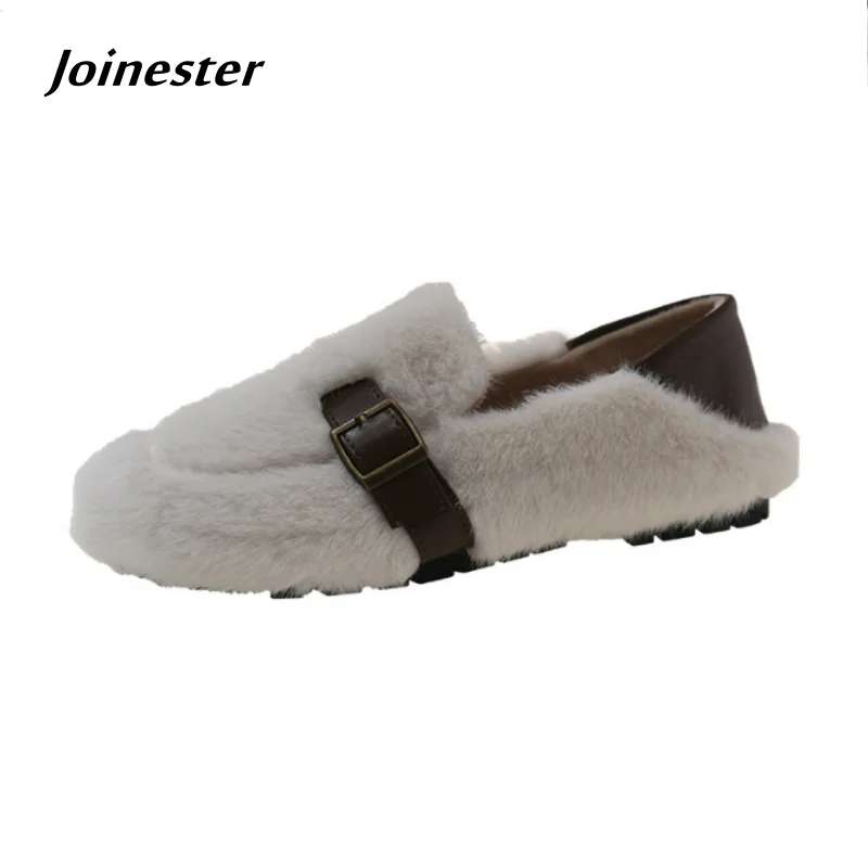 

Women Winter Fur Moccasins Comfort Soft Sole Round Toe Slip on Casual Flats Ladies Warm Loafer