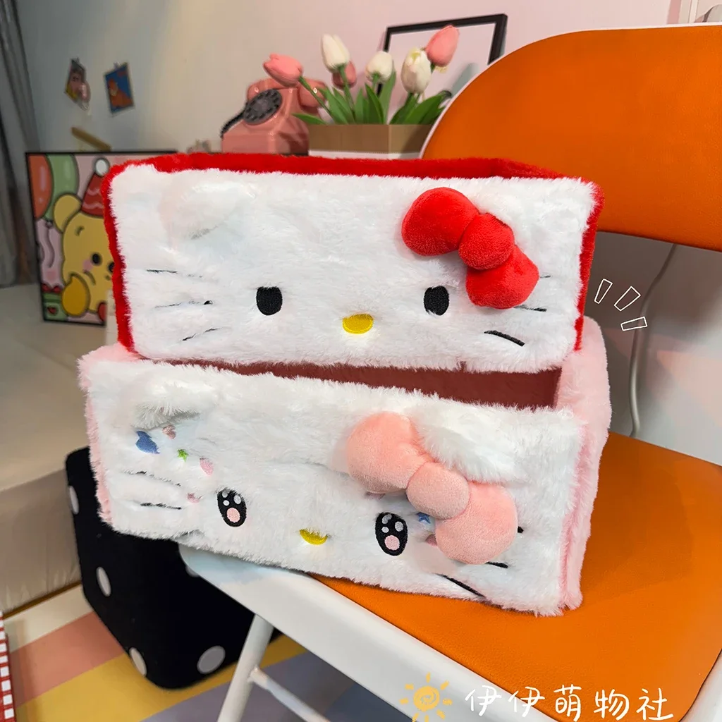 

Sanrio Hello Kitty Plush Storage Basket Desktop Cosmetics Storage Box Snacks Key Storage Basket Miscellaneous Storage Box Gift