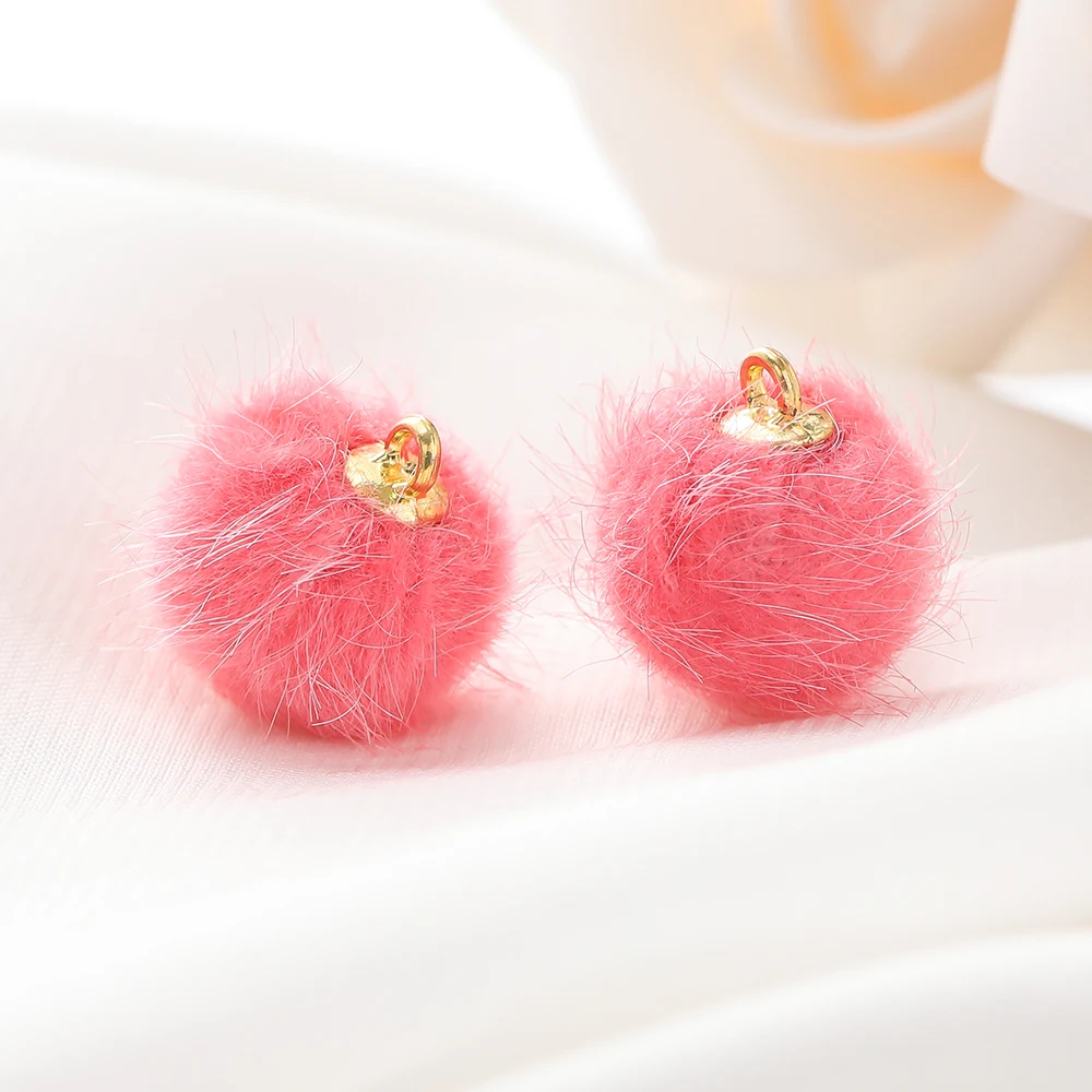 10 stuks pluche bont bedekt bal kralen bedels pompom kralen hanger voor DIY ketting oorbel armband hanger sieraden maken benodigdheden