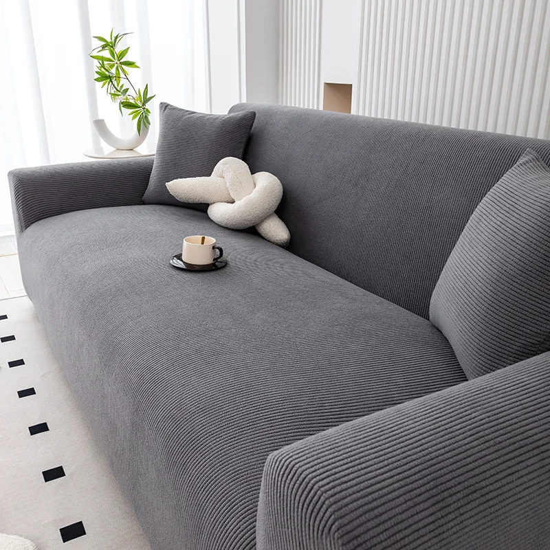 Dicker Weicher Cord-Sofabezug, 1/2/3/4-Sitzer Rutschfester Elastischer Überzug Vollständige Abdeckung Maschinenwaschbarer Couchschutz Universelle Passform