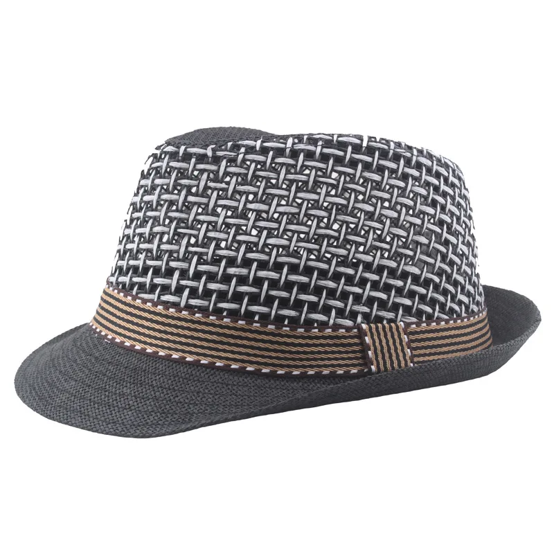 Children\'s Jazz Hats Breathable Mesh Straw Knitting Middle-aged and Elderly Summer Sunshade Straw Hats  Parent-child Top Hats