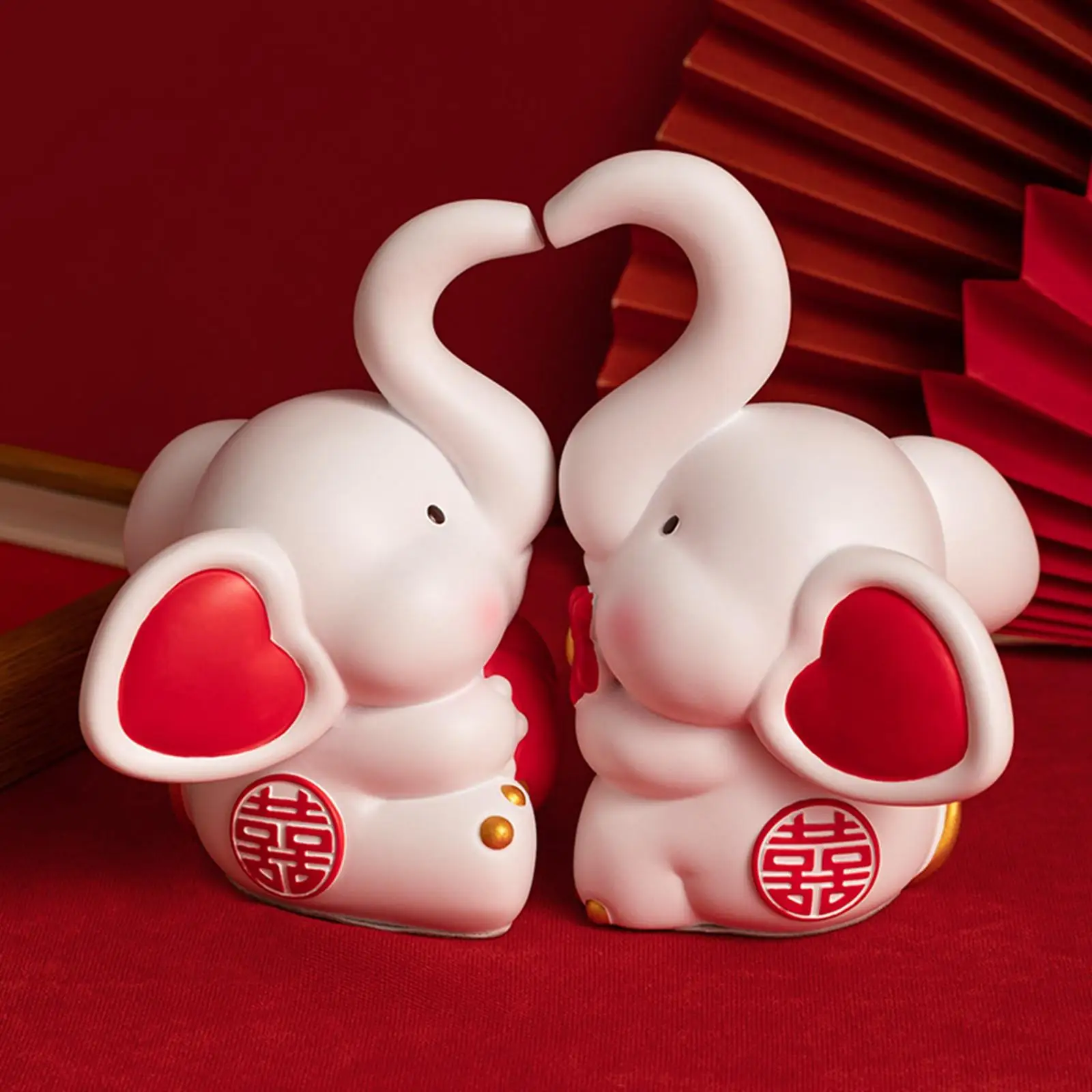 Wedding Couples Elephant Statues Loving Figurines Desktop Decoration Ornaments