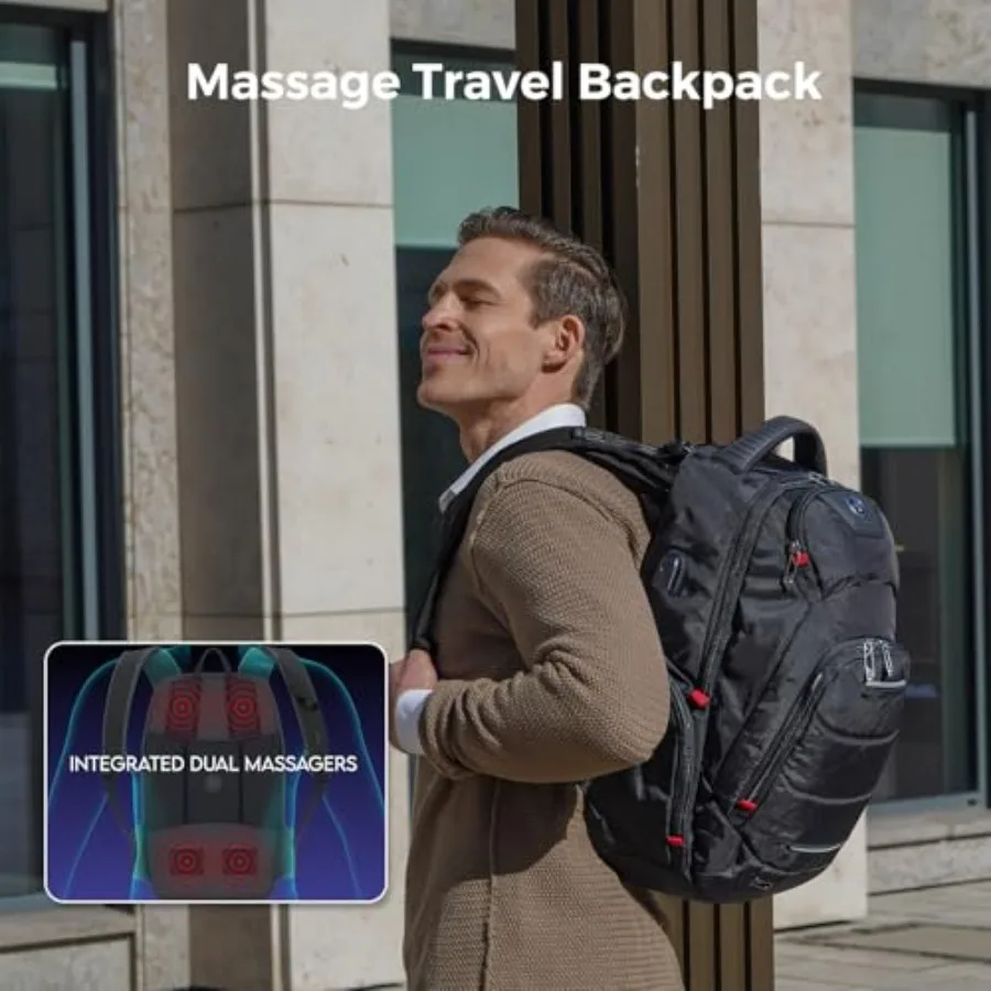 حقيبة ظهر للكمبيوتر المحمول بتصميم Swissdigital للرجال والنساء تناسب حقيبة كمبيوتر مقاس 15.6 بوصة مع منفذ شحن USB مريح واهتزاز #2