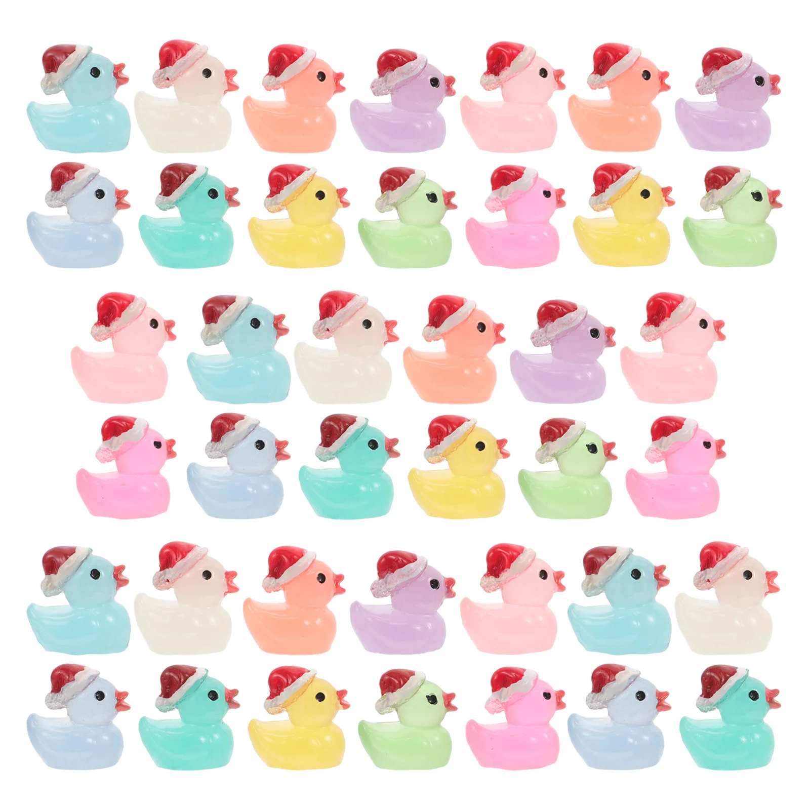 

50Pcs Glow in The Dark Mini Resin Ducks Christmas Garden Fairy Microlandscape Decoration DIY Accessories Mini Ducks
