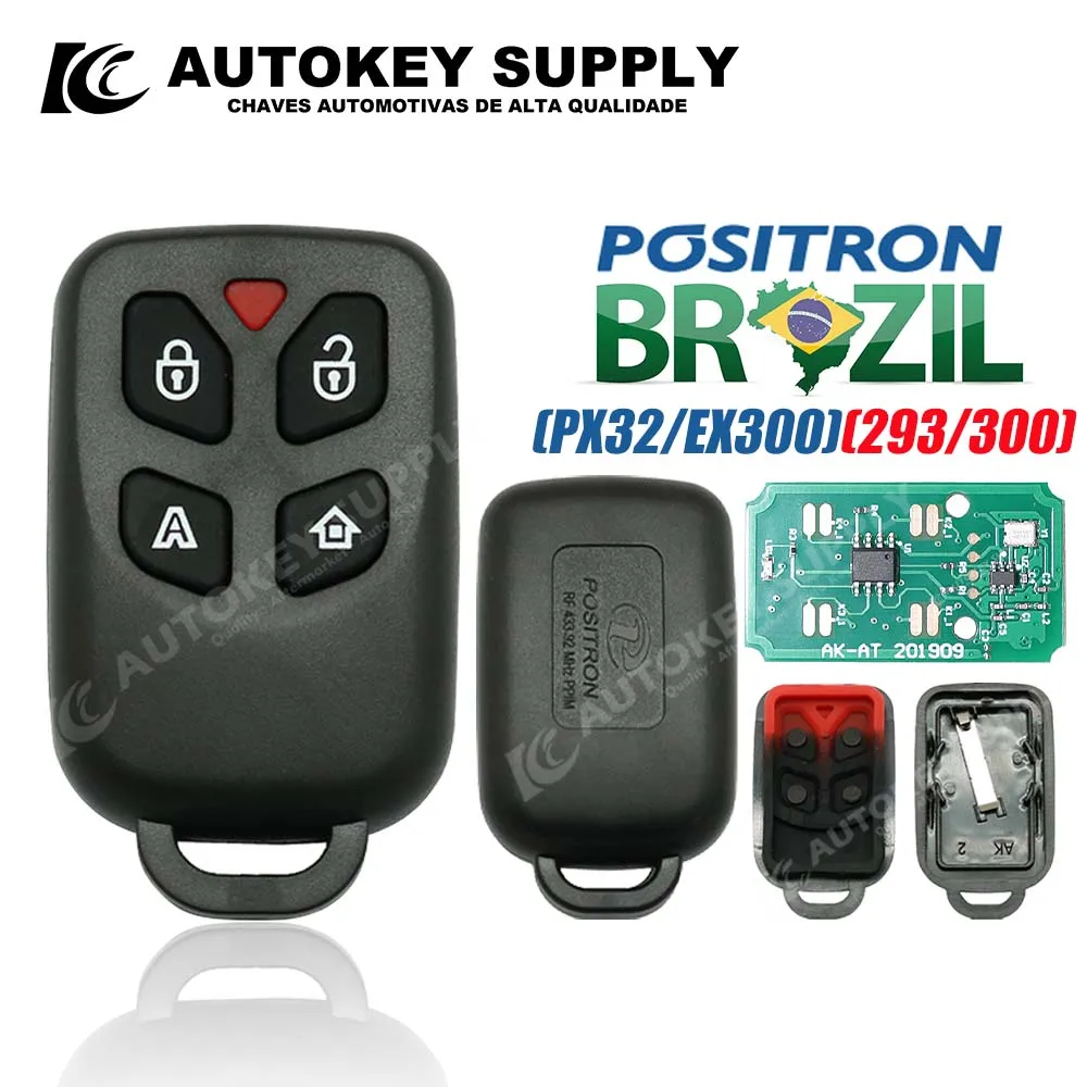 

Autokeysupply AKBPCP122AT PX40 4 Button Remote Key Alarm System Double Program (293/300) For Brazil Positron Flex