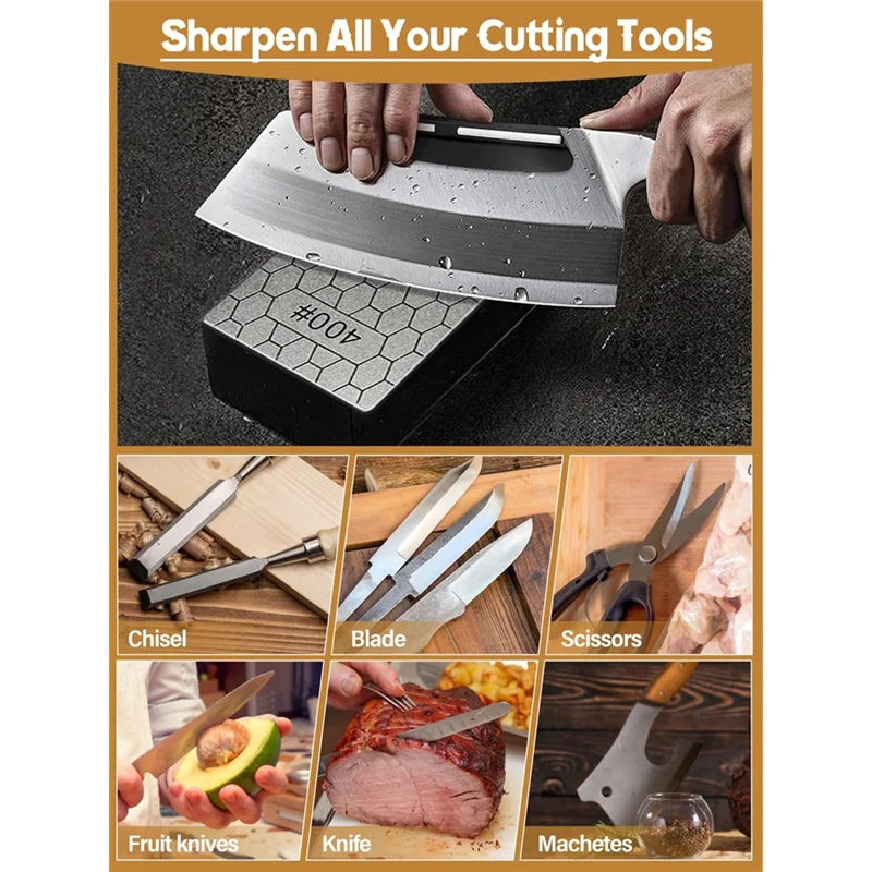 

A25F-Diamond Sharpening Stones For Kitchen Outdoor Knife, 7PCS Knife Sharpener Stone Grit Diamond Sharpener Plate