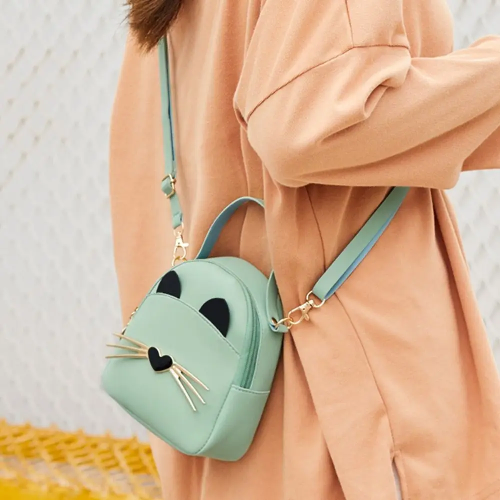 

PU Leather Cat Shoulder Bag Large Capacity Adjustable Shoulder Strap Women Messenger Bag Multipurpose Small Backpack Women Girls