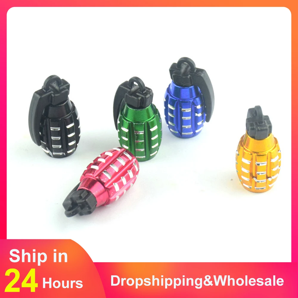 4pcs Car Tire Valve Cap Grenade Alloy Tyre Valve Stem Cover Air Dust Cap Tire Valve Truck Bike Wheel Rim Valve Stem Cap Aluminum