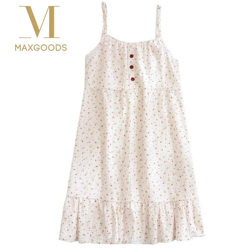 

New Soft Floral Print Nightgown Comfortable Elegant Women's Nightgown Casual Sleeping Skirt Home Wear