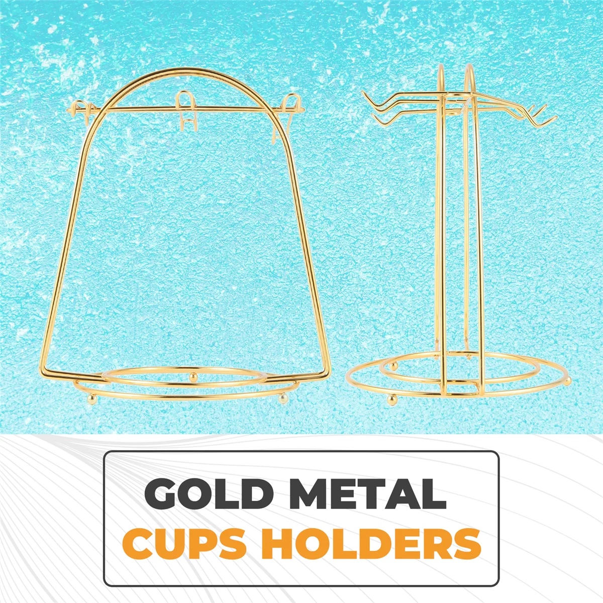 HOT Nordic Home Kitchen Tabletop Coffee Mug Holder 6 Cups Stand Gold Metal Cups Holders Rack Drain Organizer Rack