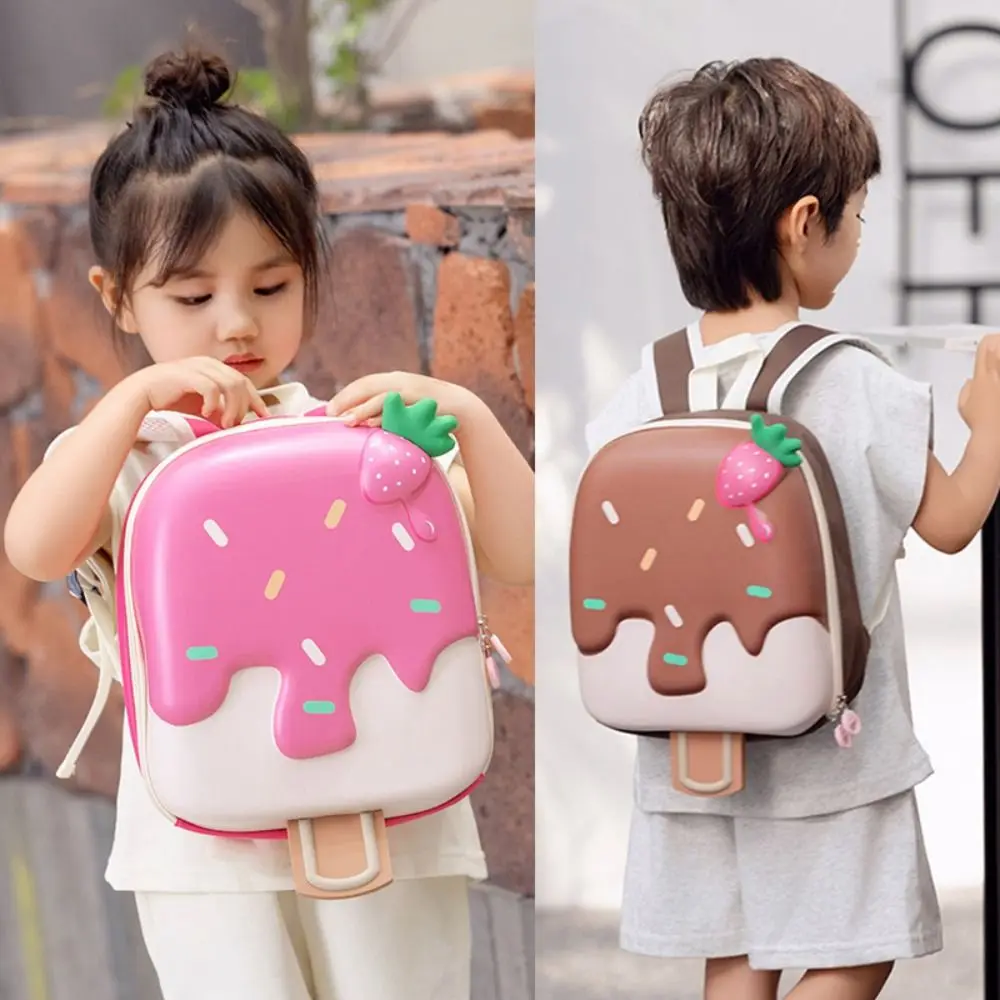 Mochila bonita con forma de helado de dibujos animados para niños, bolsa de bebé preescolar, Bolsa Escolar ligera de cáscara de huevo para jardín de infantes