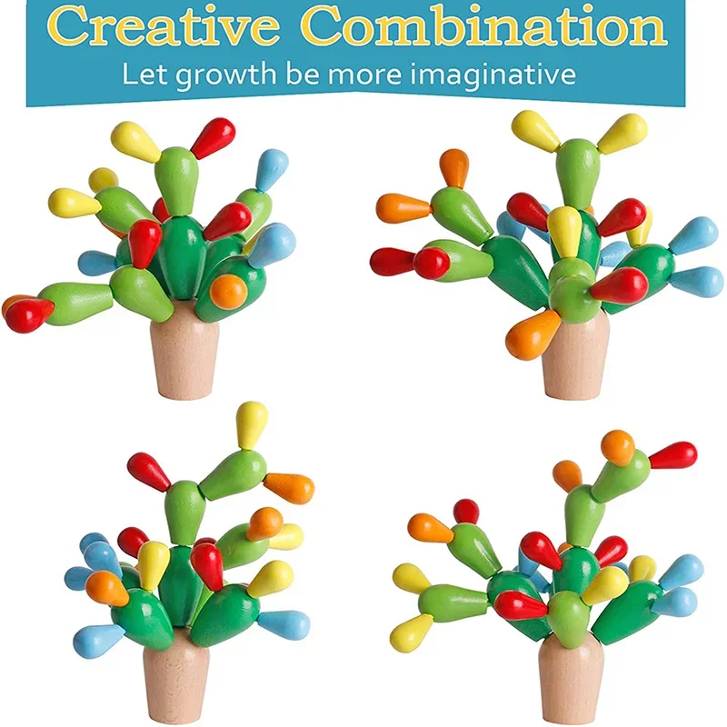 Jouet de construction pour enfants, bloc en bois, Cactus Montessori, jouet de sagesse, assemblage multifonctionnel, jouet cadeau pour garçon et fille