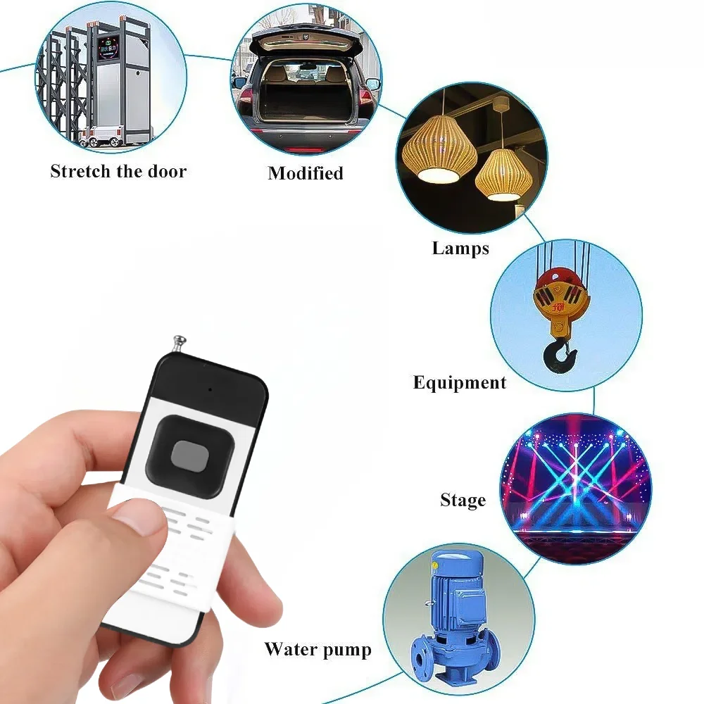 무선 리모컨 조명 스위치, 릴레이 리시버, 조명 램프 선풍기 광범위 송신기, 433MHz, 110V, 220V, 30A, 1000m