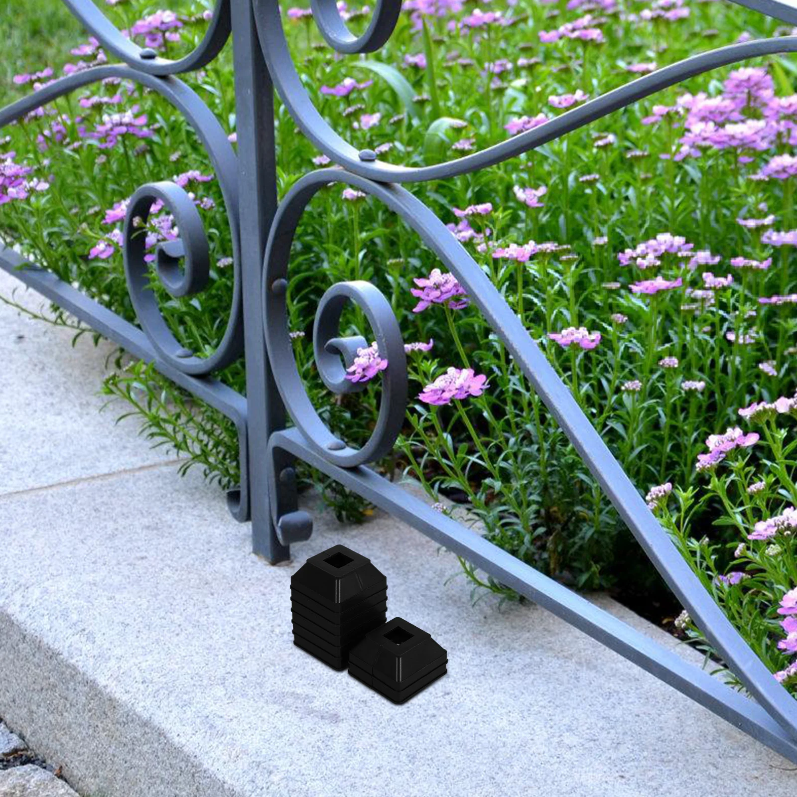 

8 Pcs Skirts Guardrail Foot Cover Fence Post Repair Black Cap