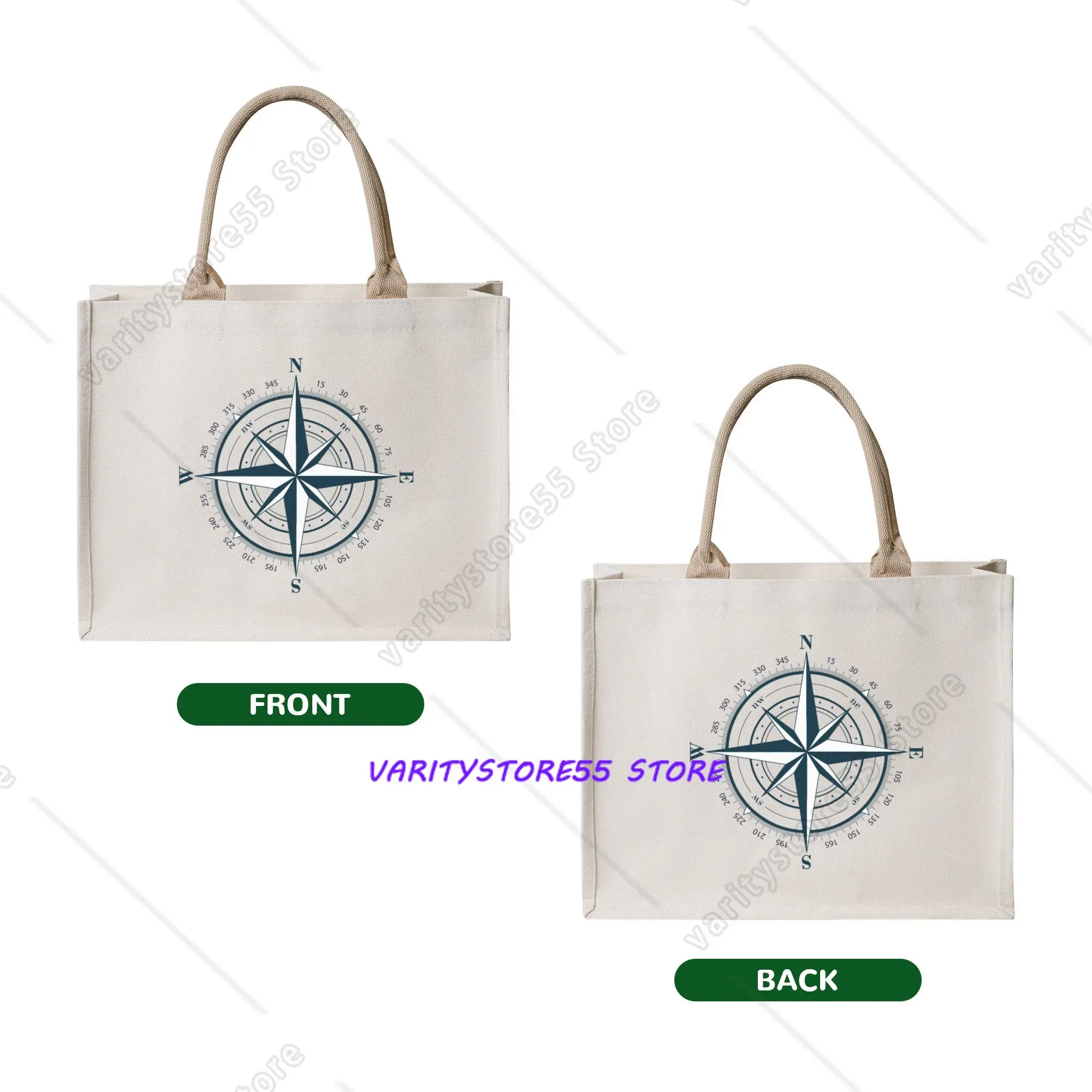Cute Nautical Compass Shopping Tote Bags Portable Anchor Boat Grocery Shopper Shoulder Bag