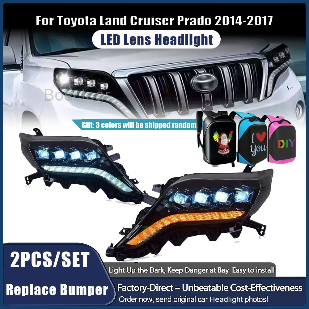 

Автомобильные фары для Toyota Prado LC150 2014-2017 FJ150: Светодиодные проекционные фары, дневные ходовые огни, автомобильные аксессуары