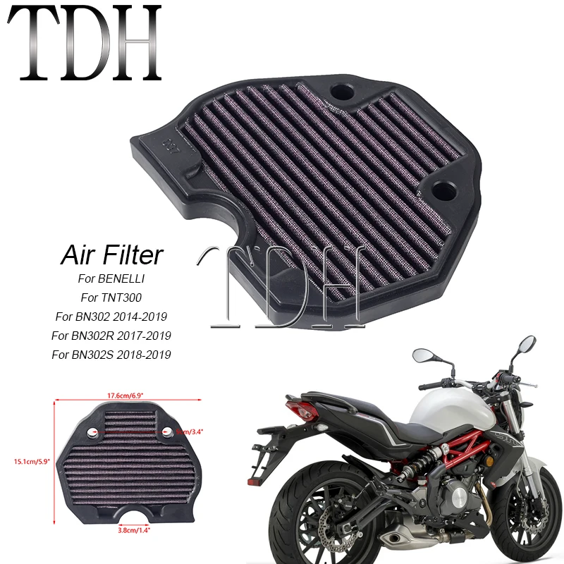 

Motorcycle Air Filter Intake For Benelli BN302 BN 302 14-19 16 BN302S 18-19 BN302R 17-19 BN 302 S R 302S 302R TNT300 Accessories