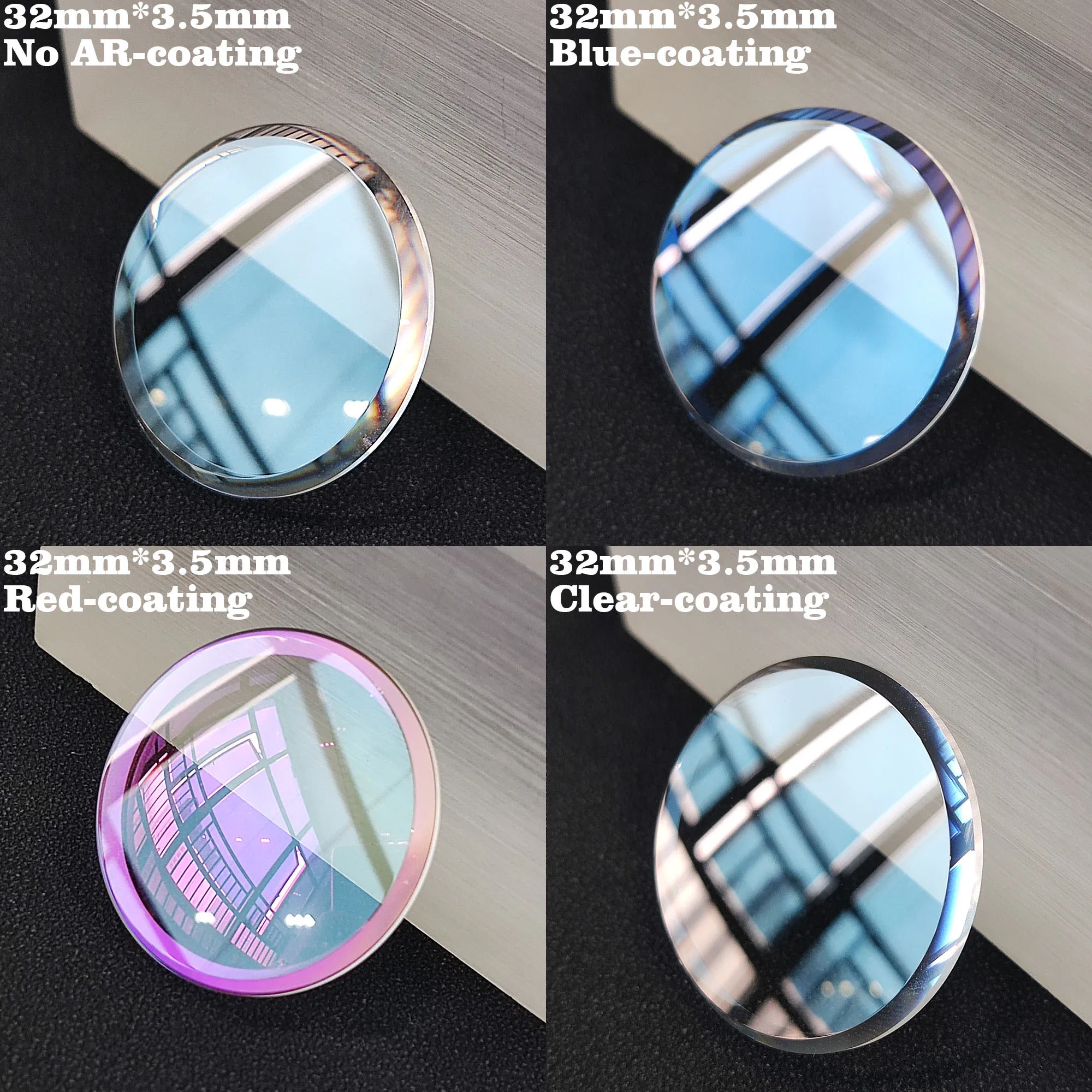 Cristal de Zafiro de Doble Cúpula para Reloj, Revestimiento AR Azul/Rojo/Transparente, 6105 6106 6119 6306 6309, Accesorios de Reparación de Relojes, 32mm*3.5mm