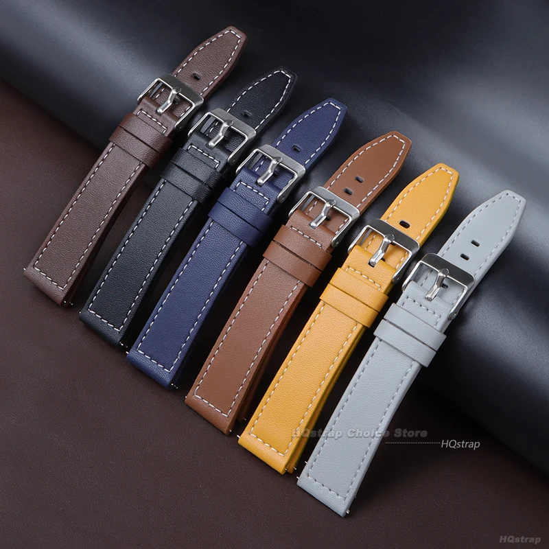 Кожаный ремешок 20 мм 22 мм для Samsung Galaxy Watch, быстросъемный ремешок, винтажный браслет для Huawei, аксессуары для спортивных часов, ремень