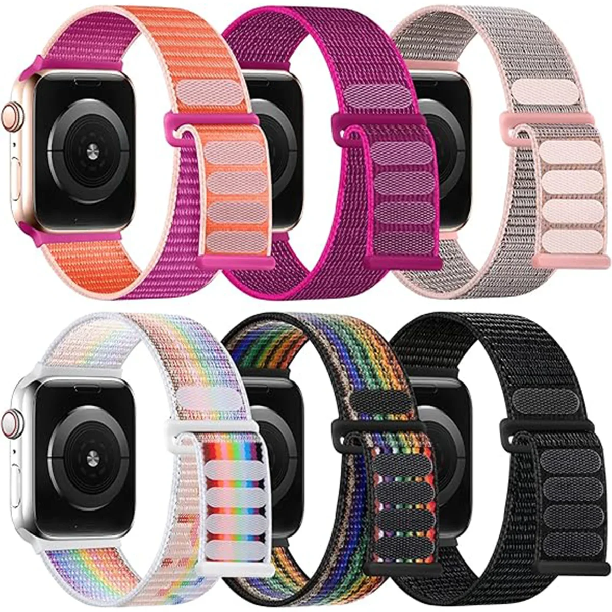 Apple Watch用ナイロンループストラップ,スポーツブレスレット,ウルトラ2, 49mm, 44mm, 40mm, 45mm, 41mm, 42mm, 38mm, 45mm iwatchシリーズ9、8、se、7、6、5、3バンド