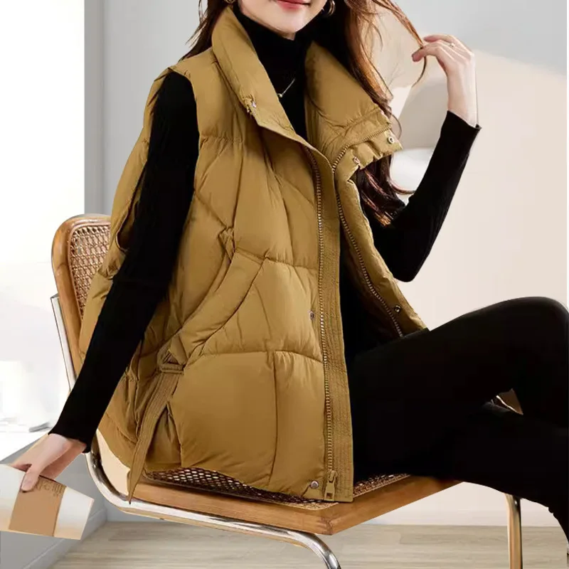 

Women Down Vest Lightweight Sleeveless Short Puffer Down Jacket Winter Autumn Waistcoat куртка женская с капюшоном VT-371