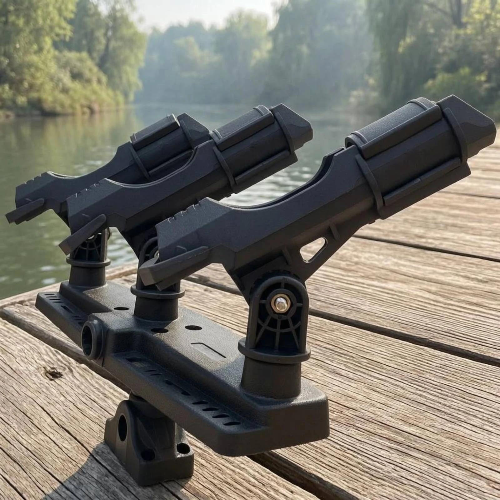 

3 Head Rod Holder Carbon Fiber Fishing Rod Stand Adjustable Fishing Pole Rack Easy to Carry for Pier