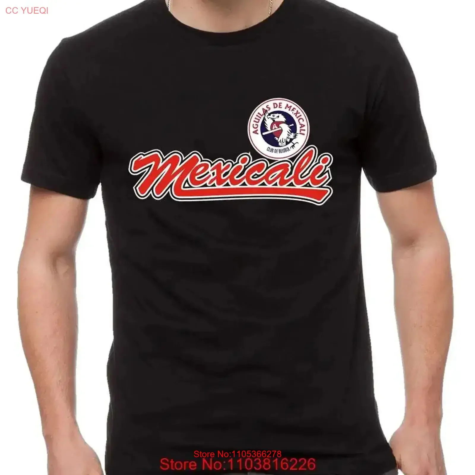 Camiseta de béisbol del Club de las Águilas de Mexicali para hombre, color negro, 100% algodón, estilo vintage lavado, versátil, a la moda, elástica, informal.