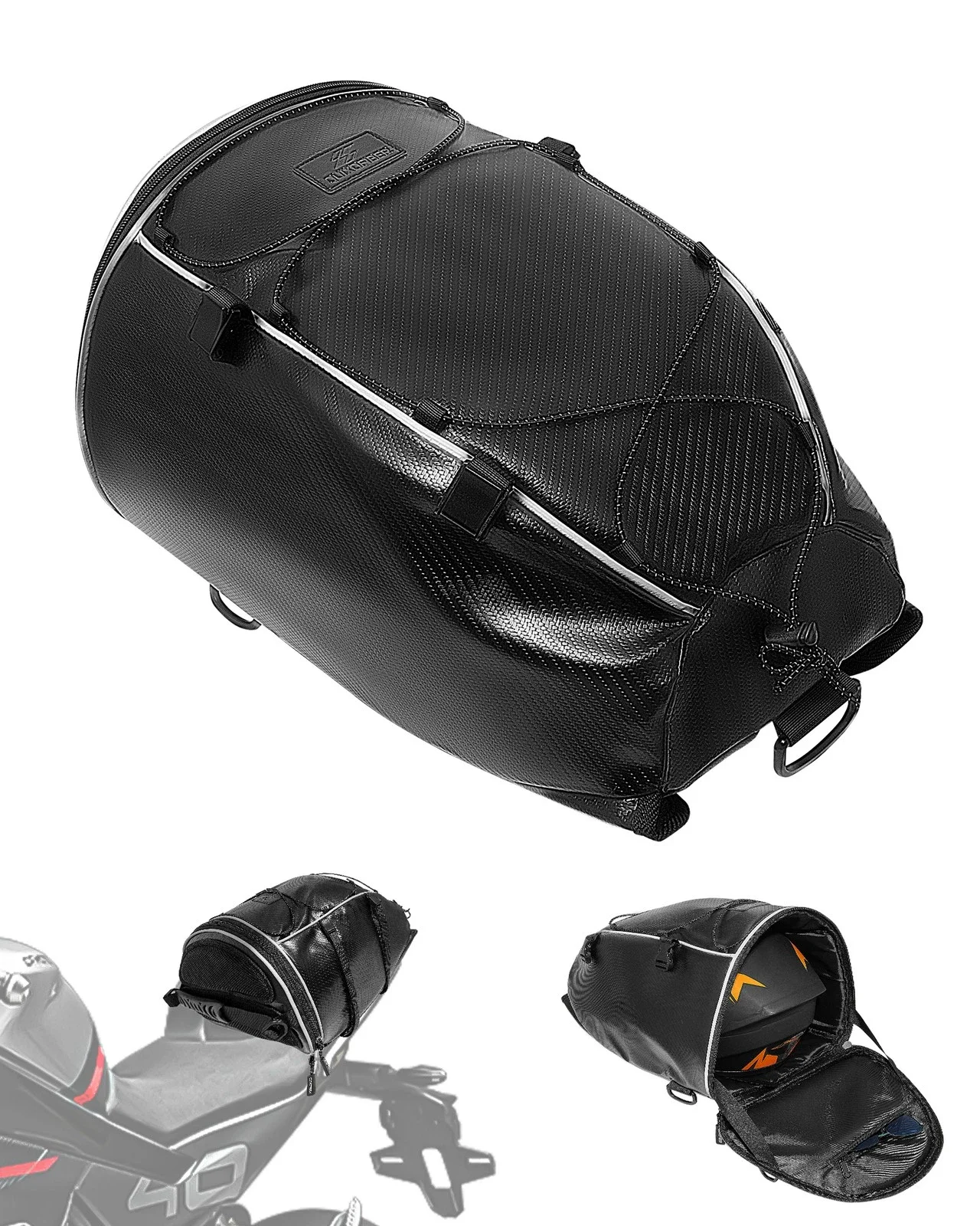 

Motorcycle Tail Bag Expandable Dual Use Helmet Bag Luggage Storage Backpack Multifunctional Motorbike Rear Seat Storage