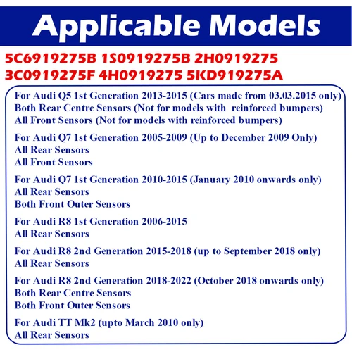 Imagen 2 del producto Sensor de asistencia de estacionamiento PDC 4H0919275 para Skoda Audi A4 5 6 7 8 2012 Q3 5 7 R8 2008 VW Seat AMAROK Skoda Superb II 1S0919275C