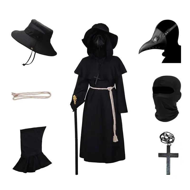 Doctor Schnabel Plague คอสเพลย์เครื่องแต่งกายชุดสีดําเด็กฮาโลวีน Carnival Cosplay Doctor Schnabel ที่กําหนดเองเสื้อผ้า