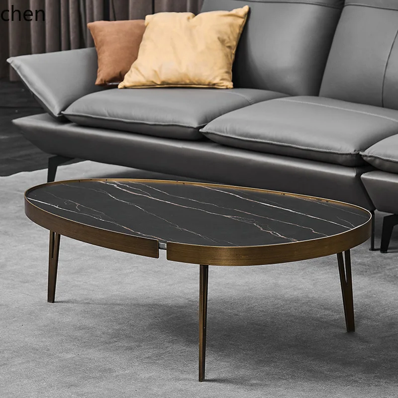 مجموعة طاولة القهوة البيضاوية YFY Rock Slab طاولة القهوة الإبداعية البسيطة