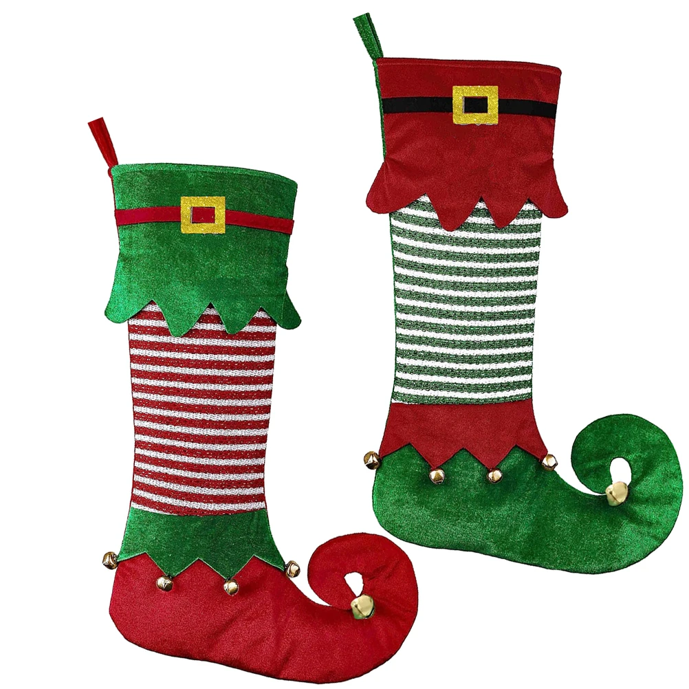 

2Pcs Decorative Xmas Stocking Christmas Sock Hanging Pendant Gift Pouch for Holiday Tree Window Decor Christmas Socks